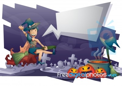 Cartoon  Halloween Background With Separated Layers For Game And Animation Stock Image