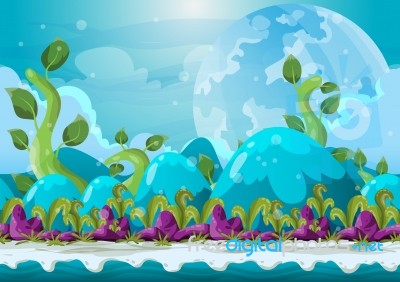 Cartoon  Heaven Landscape With Separated Layers For Game And Animation Stock Image