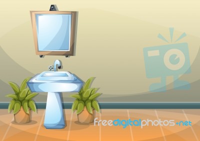 Cartoon  Illustration Interior Bathroom Stock Image