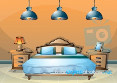 Cartoon  Illustration Interior Bedroom Stock Image