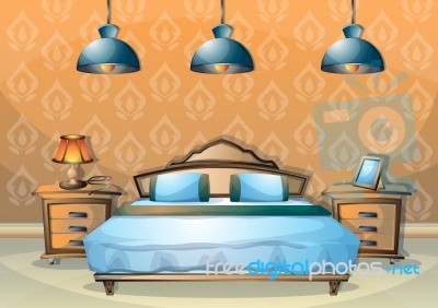 Cartoon  Illustration Interior Bedroom Stock Image