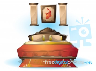 Cartoon  Illustration Interior Chinese Room With Separated Layers Stock Image
