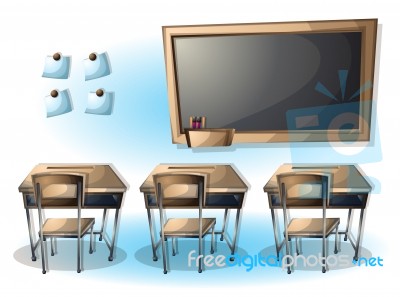 Cartoon  Illustration Interior Classroom With Separated Layers Stock Image