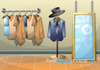 Cartoon  Illustration Interior Clothing Room With Separated Layers Stock Image