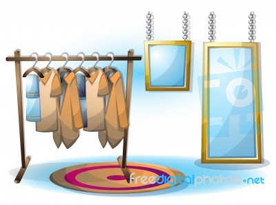 Cartoon  Illustration Interior Clothing Room With Separated Layers Stock Image