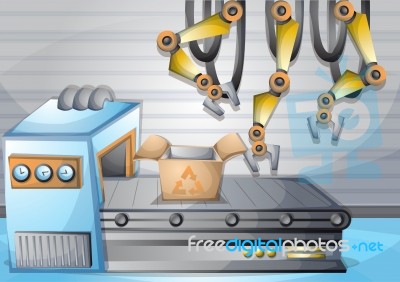 Cartoon  Illustration Interior Factory Room With Separated Layers Stock Image