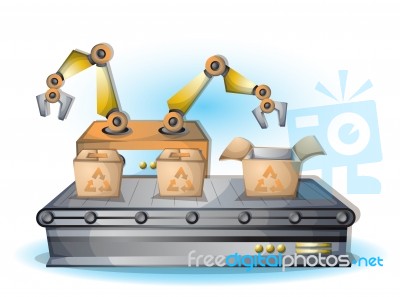 Cartoon  Illustration Interior Factory Room With Separated Layers Stock Image