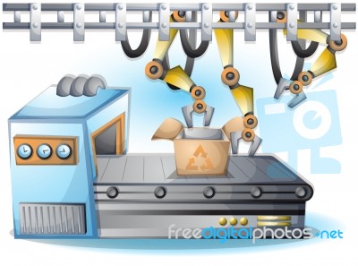 Cartoon  Illustration Interior Factory Room With Separated Layers Stock Image