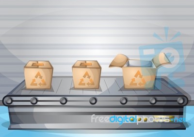 Cartoon  Illustration Interior Factory Room With Separated Layers Stock Image