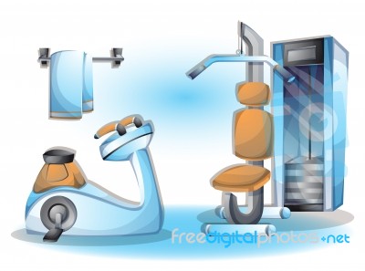 Cartoon  Illustration Interior Fitness Room With Separated Layers Stock Image