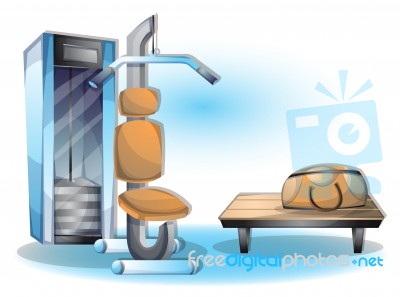 Cartoon  Illustration Interior Fitness Room With Separated Layers Stock Image