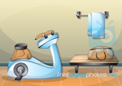 Cartoon  Illustration Interior Fitness Room With Separated Layers Stock Image
