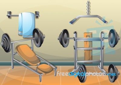 Cartoon  Illustration Interior Fitness Room With Separated Layers Stock Image