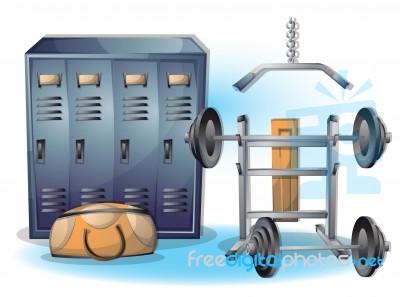 Cartoon  Illustration Interior Fitness Room With Separated Layers Stock Image