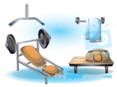 Cartoon  Illustration Interior Fitness Room With Separated Layers Stock Image