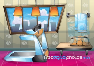 Cartoon  Illustration Interior Fitness Room With Separated Layers Stock Image