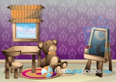 Cartoon  Illustration Interior Kid Room With Separated Layers Stock Image