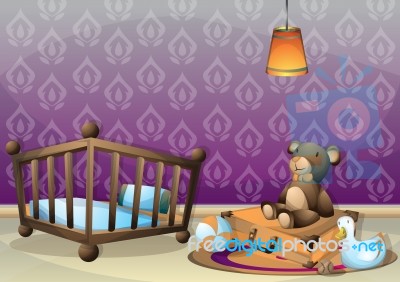 Cartoon  Illustration Interior Kid Room With Separated Layers Stock Image