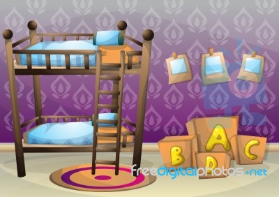 Cartoon  Illustration Interior Kid Room With Separated Layers Stock Image