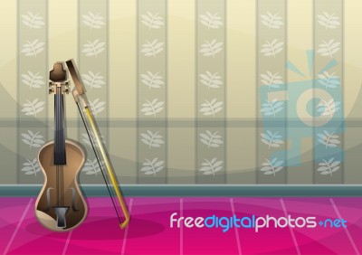 Cartoon  Illustration Interior Music Room With Separated Layers Stock Image