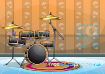 Cartoon  Illustration Interior Music Room With Separated Layers Stock Image