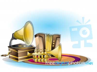 Cartoon  Illustration Interior Music Room With Separated Layers Stock Image