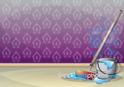 Cartoon  Illustration Interior Painting Wall With Separated Layers Stock Image