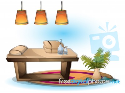 Cartoon  Illustration Interior Spa Room With Separated Layers Stock Image