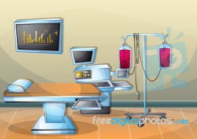 Cartoon  Illustration Interior Surgery Operation Room With Separated Layers Stock Image