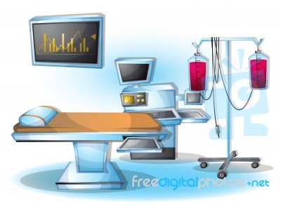 Cartoon  Illustration Interior Surgery Operation Room With Separated Layers Stock Image