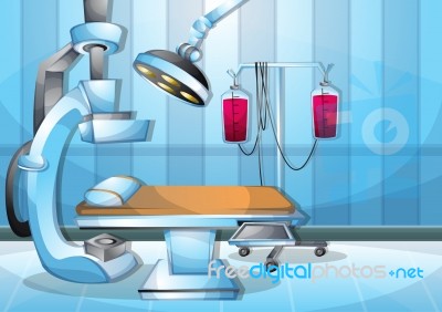 Cartoon  Illustration Interior Surgery Operation Room With Separated Layers Stock Image