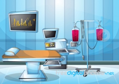 Cartoon  Illustration Interior Surgery Operation Room With Separated Layers Stock Image