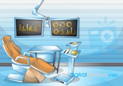 Cartoon  Illustration Interior Surgery Operation Room With Separated Layers Stock Image