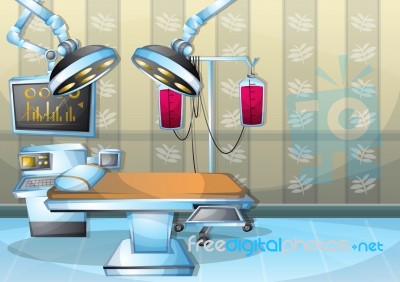 Cartoon  Illustration Interior Surgery Operation Room With Separated Layers Stock Image