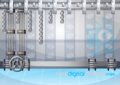 Cartoon  Illustration Water Pipe Wall With Separated Layers Stock Image