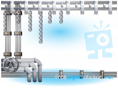 Cartoon  Illustration Water Pipe Wall With Separated Layers Stock Image