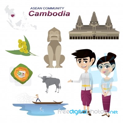 Cartoon Infographic Of Cambodia Asean Community Stock Image