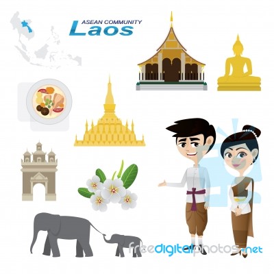 Cartoon Infographic Of Laos Asean Community Stock Image
