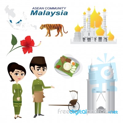 Cartoon Infographic Of Malaysia Asean Community Stock Image