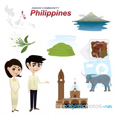 Cartoon Infographic Of Philippines Asean Community Stock Image
