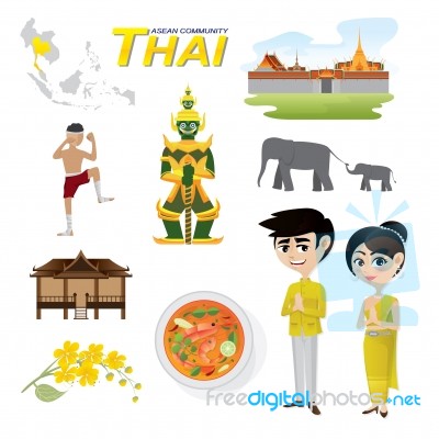 Cartoon Infographic Of Thailand Asean Community Stock Image
