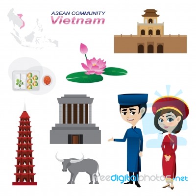 Cartoon Infographic Of Vietnam Asean Community Stock Image