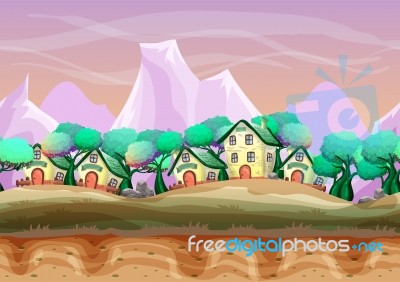 Cartoon  Landscape With Separated Layers For Game And Animation Stock Image