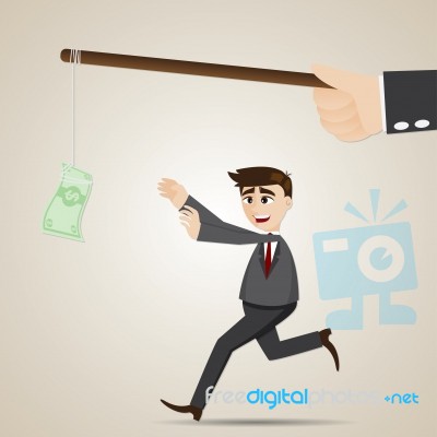 Cartoon Luring Businessman With Money Stock Image