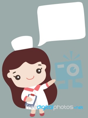 Cartoon Nurse With Empty Space For Your Text Stock Image