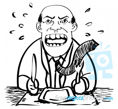 Cartoon Of Businessman Waiting Food-drawing  Stock Image