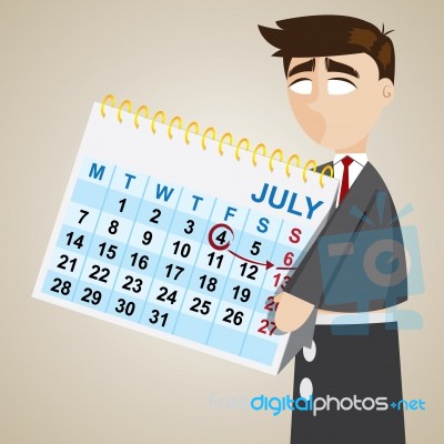 Cartoon Puppet Businessman Showing Weekend On Calendar Stock Image