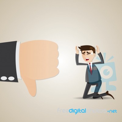 Cartoon Sadness Businessman With Thumb Down Stock Image