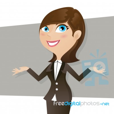 Cartoon Smart Girl In Business Form Stock Image