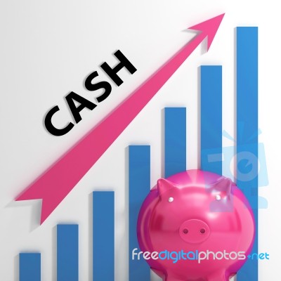 Cash Graph Shows Money Earnings And Savings Stock Image